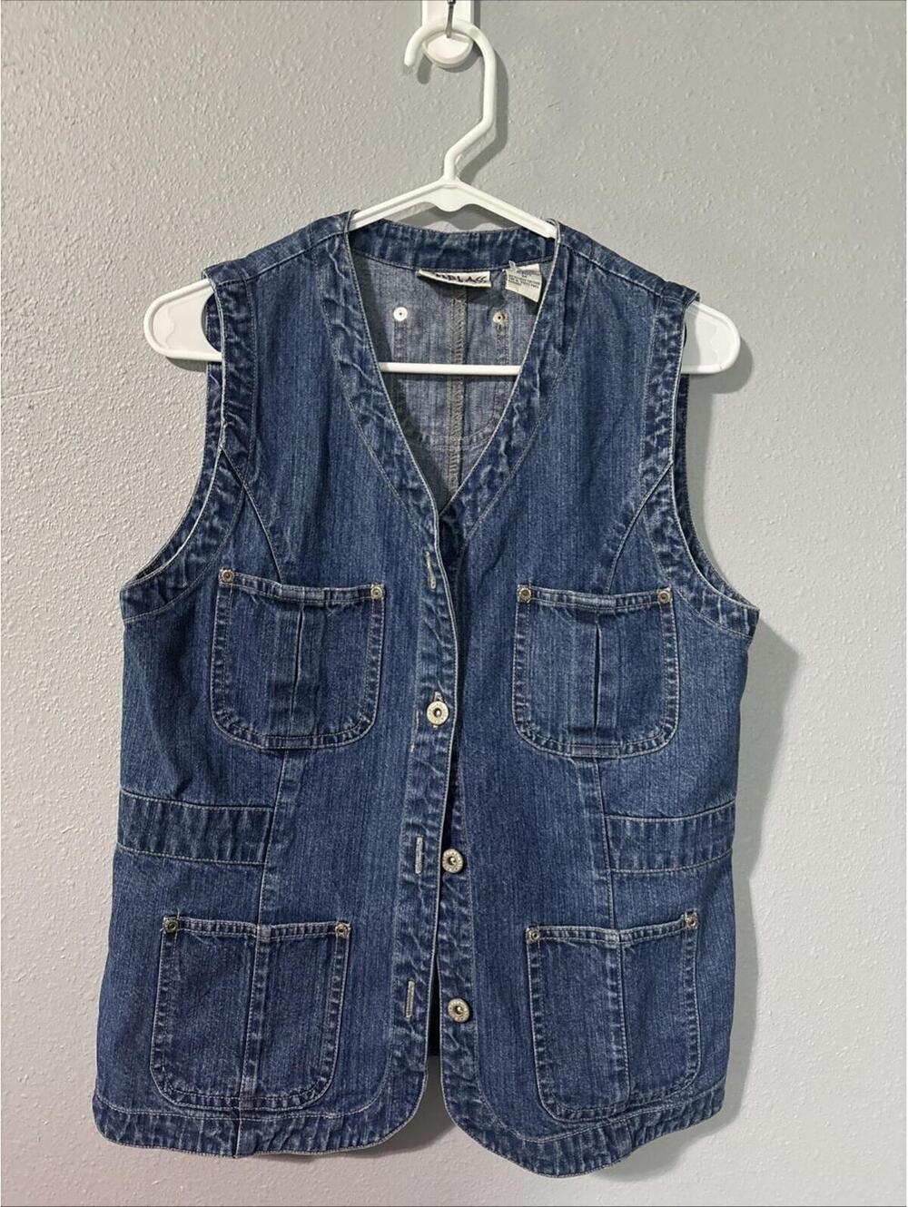 Bill Blass Vintage Denim  Vest Pockets Size Medium EUC